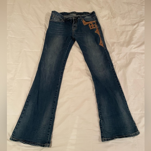 NWOT Montana West Trinity Ranch bootcut, blingy, stretchy jeans size 15x34 - Picture 1 of 9